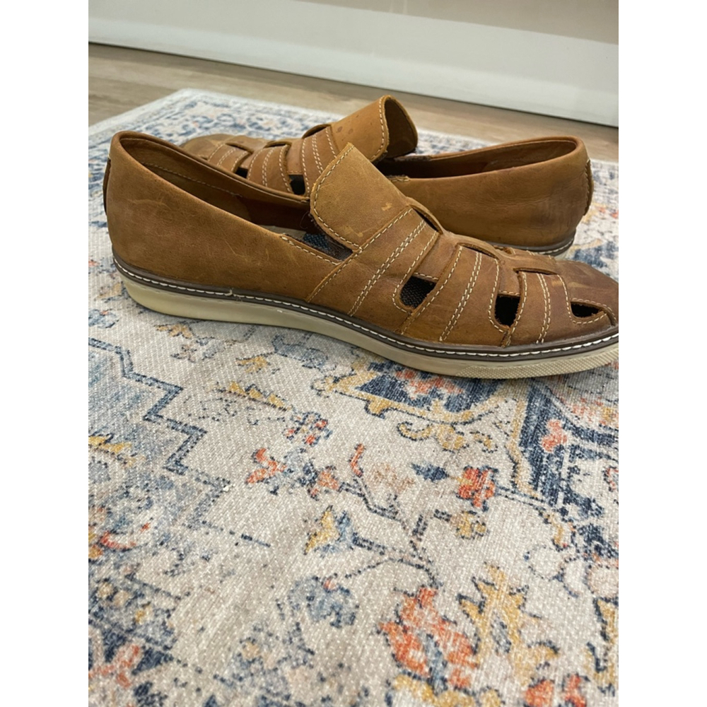 J&M Leather Fisherman Sandals Loafers 9 Sheepskin Leather Old Money Smart Casual - Picture 8 of 11